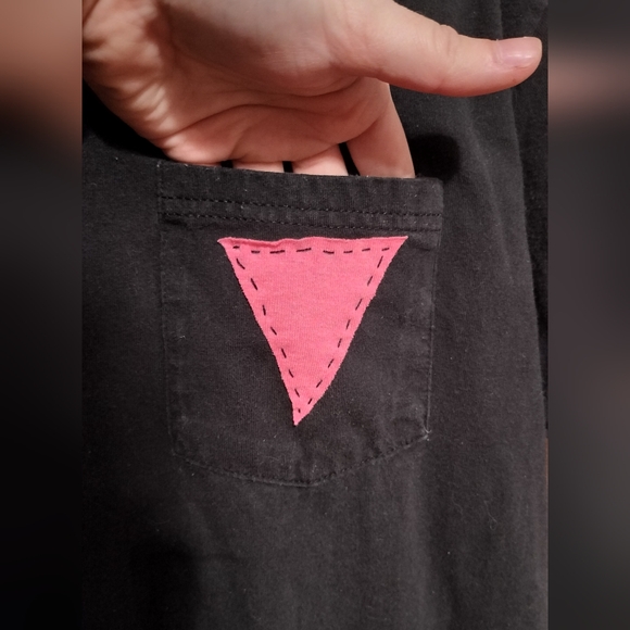 Pink Triangle Black Pocket Tee - Picture 3 of 4